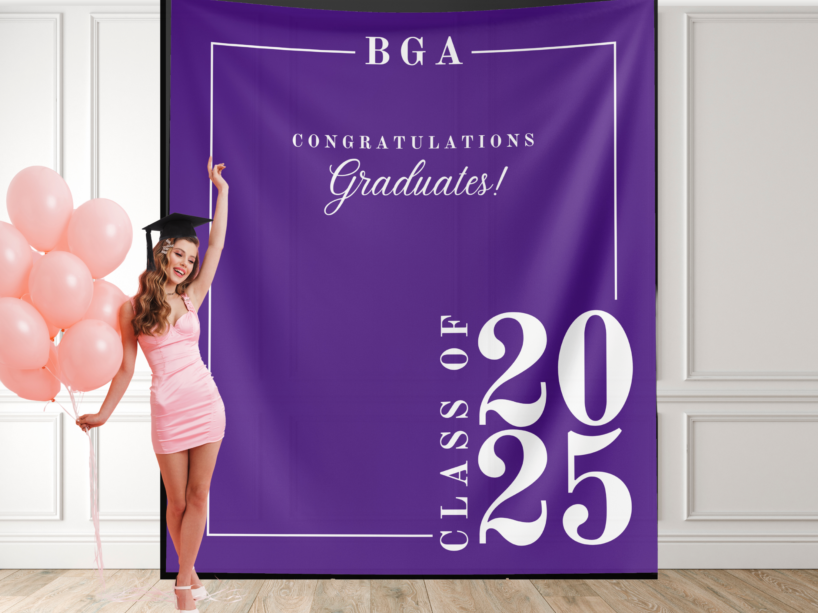 Classic Class of 2026 Custom Graduation Party Banner Backdrop