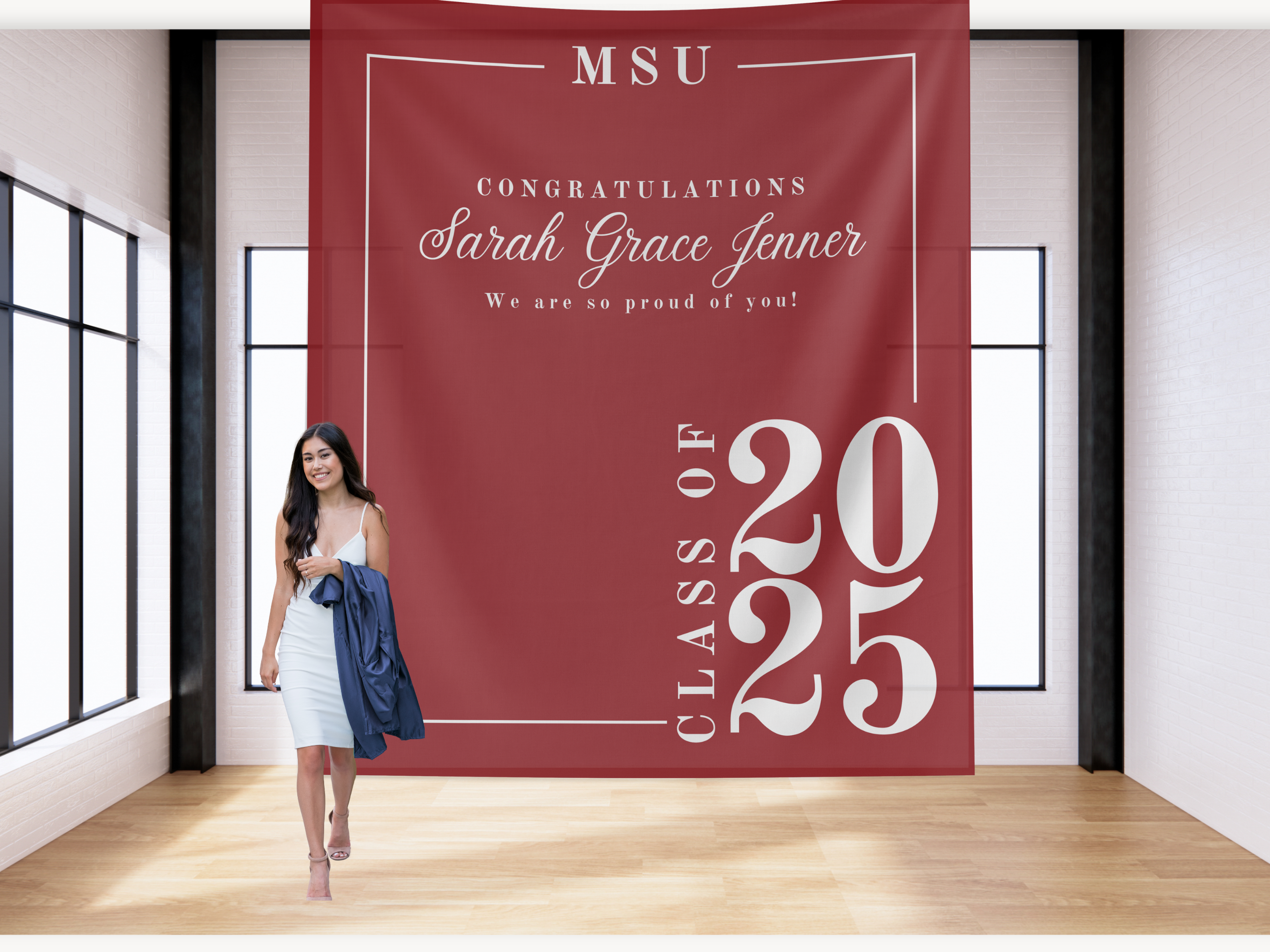 Classic Class of 2026 Custom Graduation Party Banner Backdrop