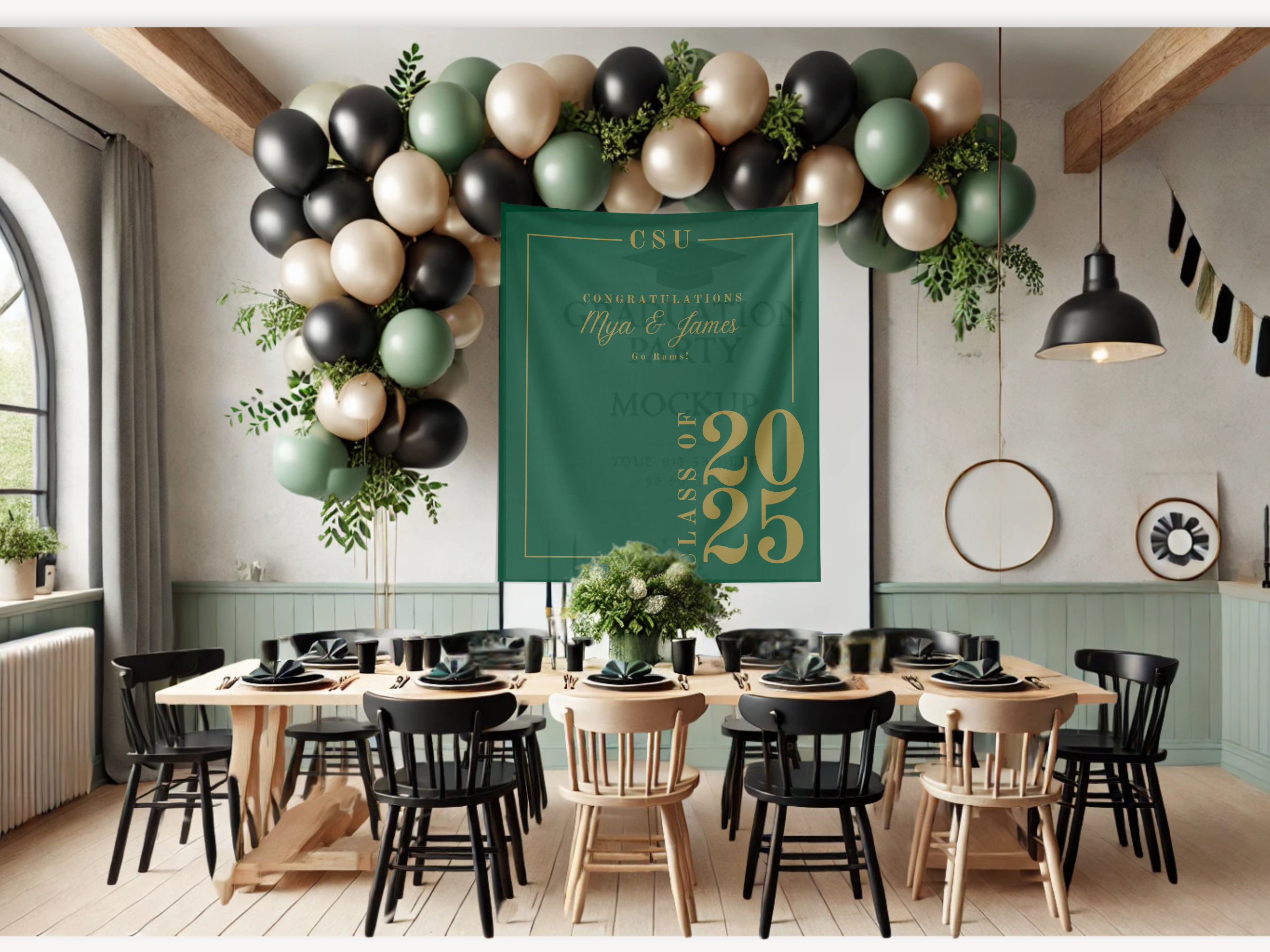 Classic Class of 2026 Custom Graduation Party Banner Backdrop