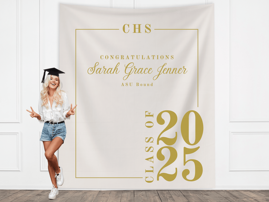 Classic Class of 2026 Custom Graduation Party Banner Backdrop