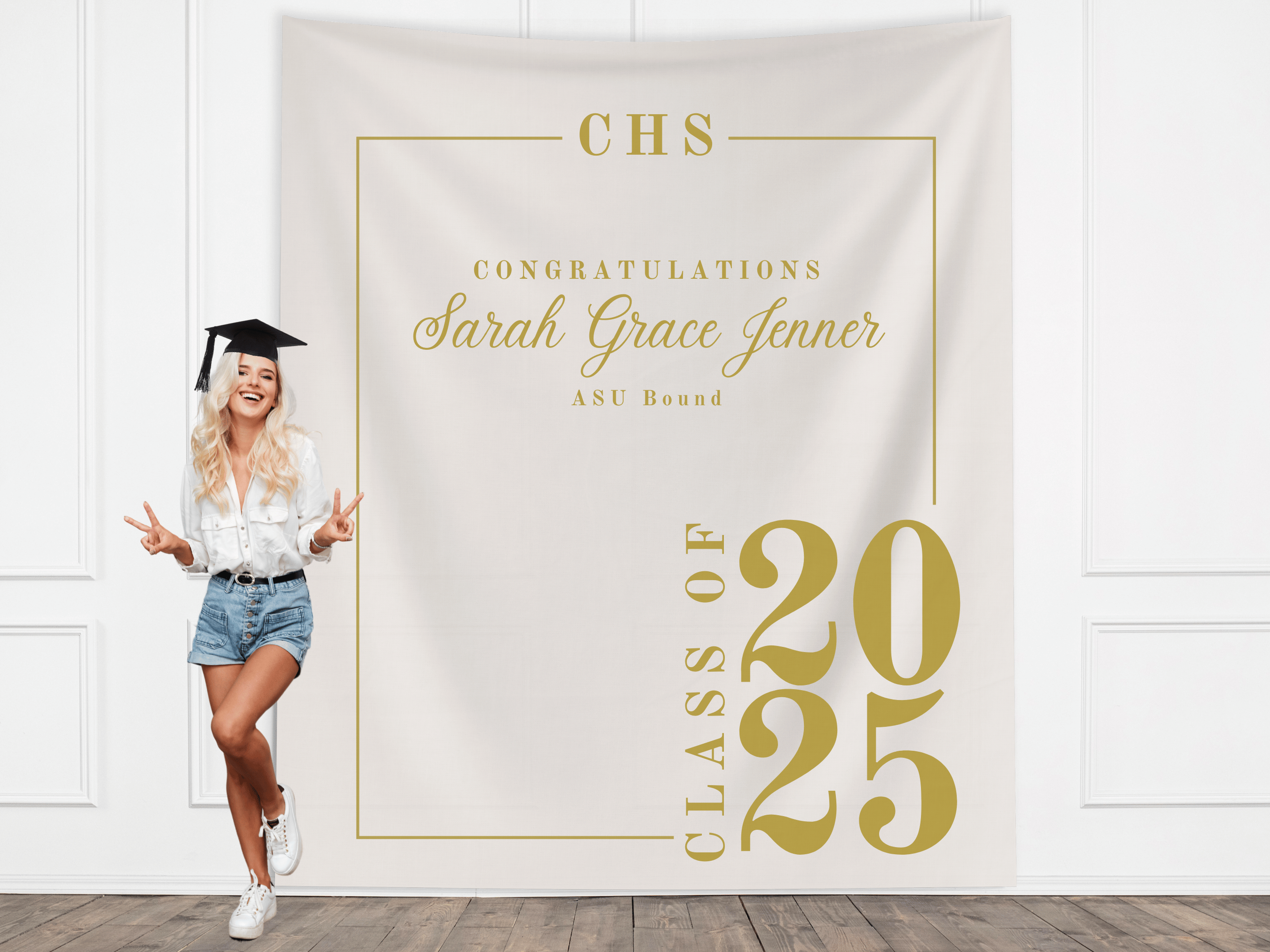 Classic Class of 2026 Custom Graduation Party Banner Backdrop