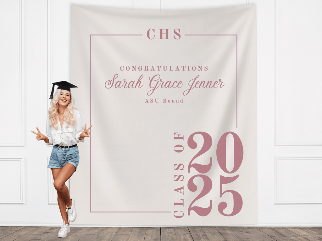 Classic Class of 2026 Custom Graduation Party Banner Backdrop