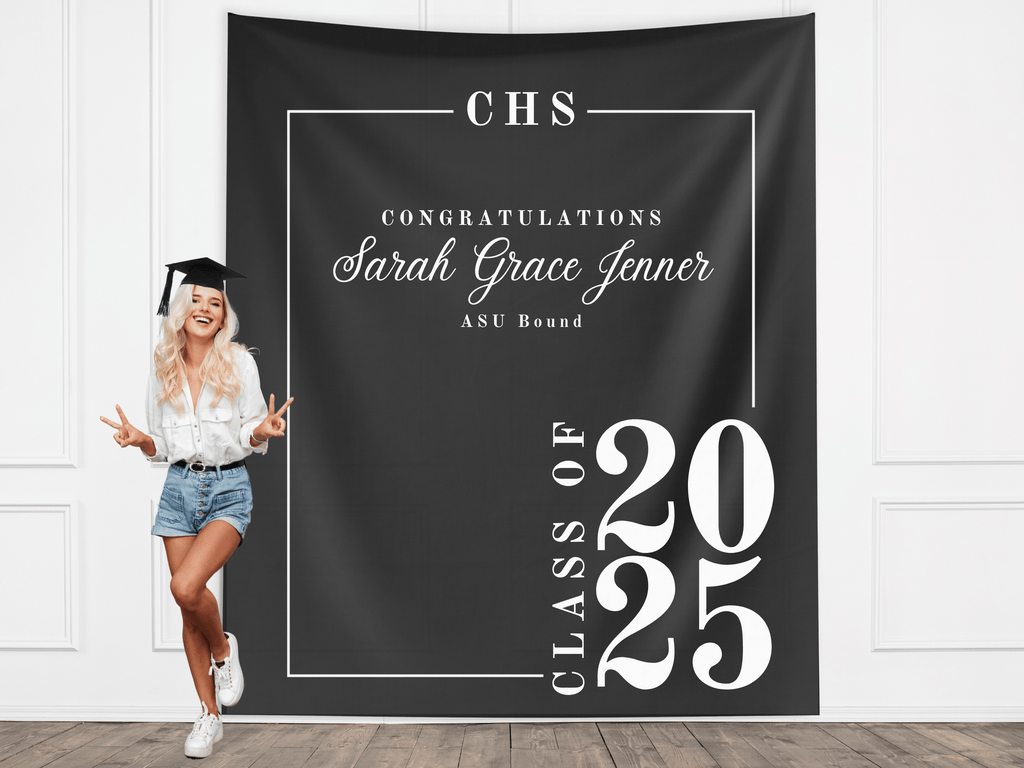 Classic Class of 2026 Custom Graduation Party Banner Backdrop