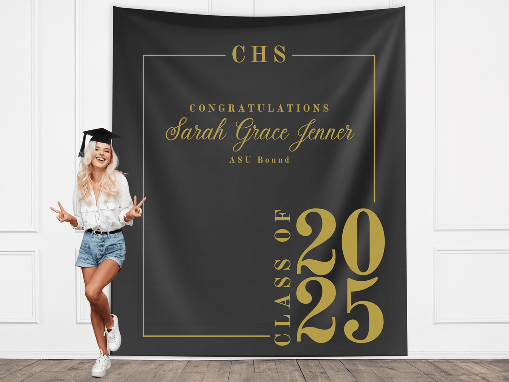 Classic Class of 2026 Custom Graduation Party Banner Backdrop