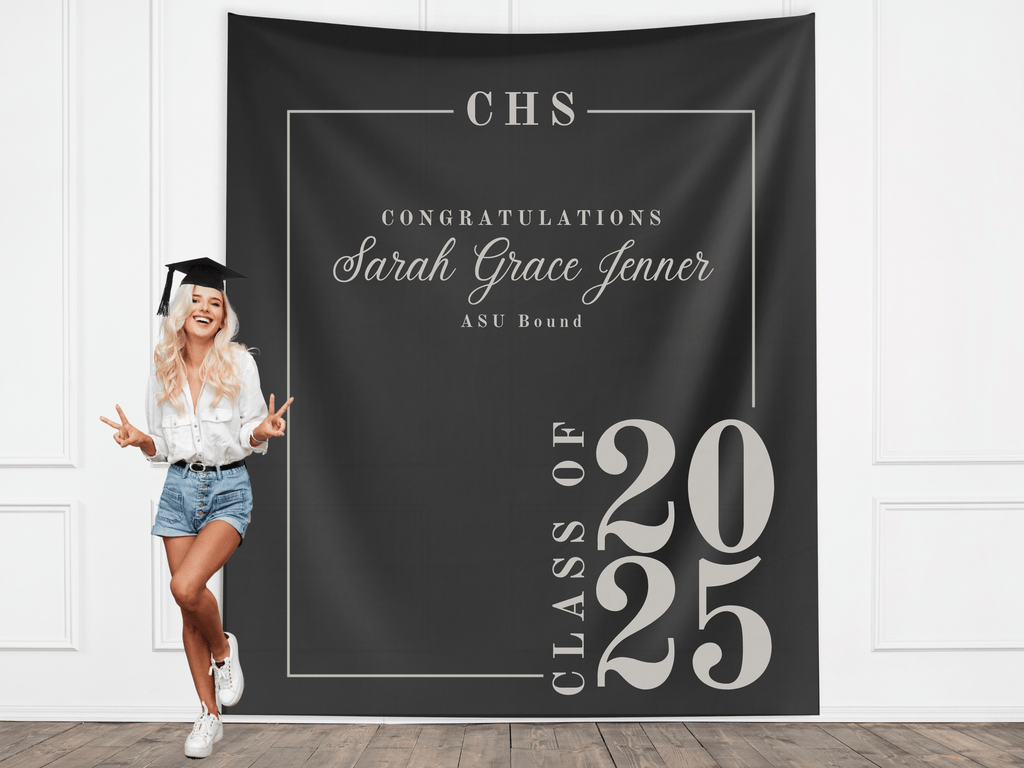 Classic Class of 2026 Custom Graduation Party Banner Backdrop