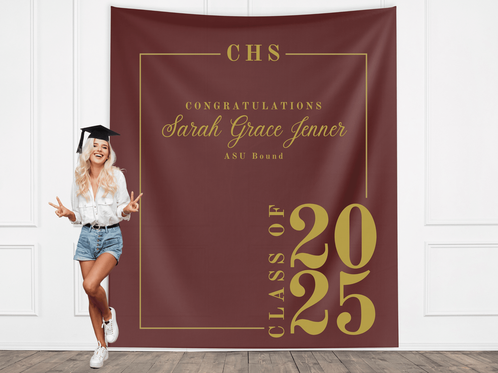 Classic Class of 2026 Custom Graduation Party Banner Backdrop