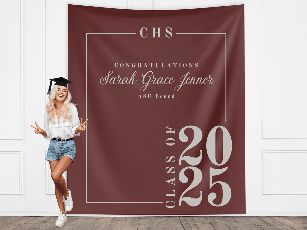 Classic Class of 2026 Custom Graduation Party Banner Backdrop