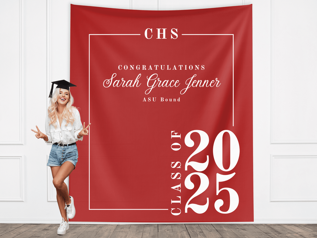 Classic Class of 2026 Custom Graduation Party Banner Backdrop