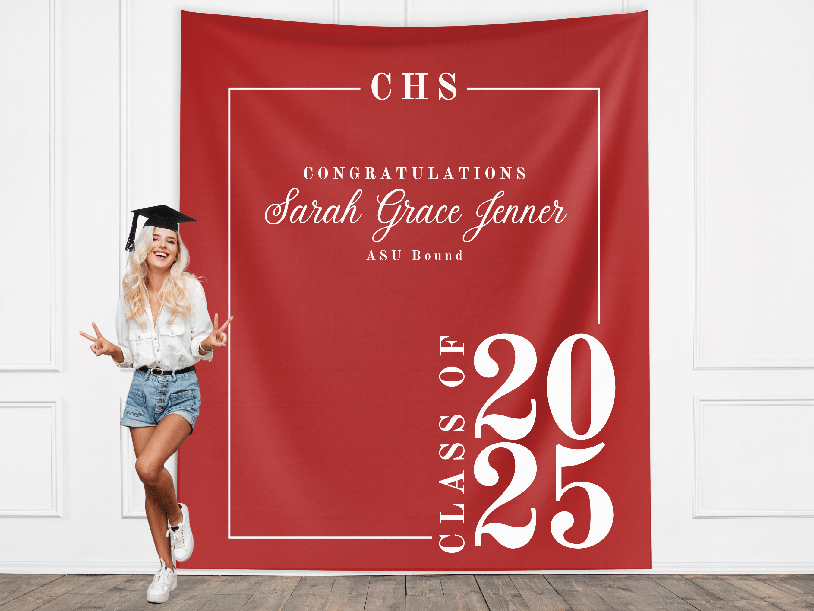 Classic Class of 2026 Custom Graduation Party Banner Backdrop