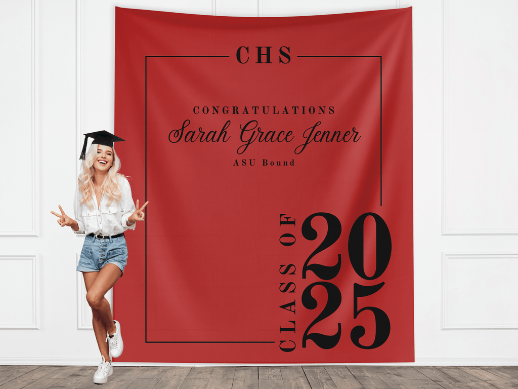 Classic Class of 2026 Custom Graduation Party Banner Backdrop
