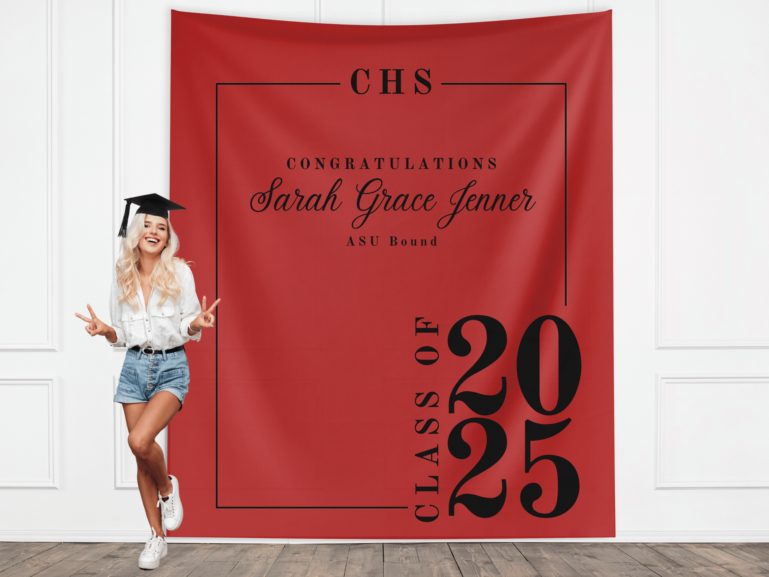 Classic Class of 2026 Custom Graduation Party Banner Backdrop