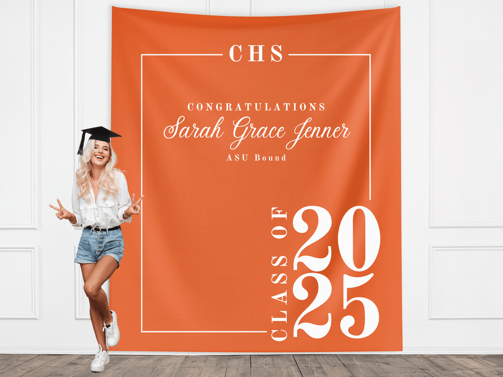 Classic Class of 2026 Custom Graduation Party Banner Backdrop