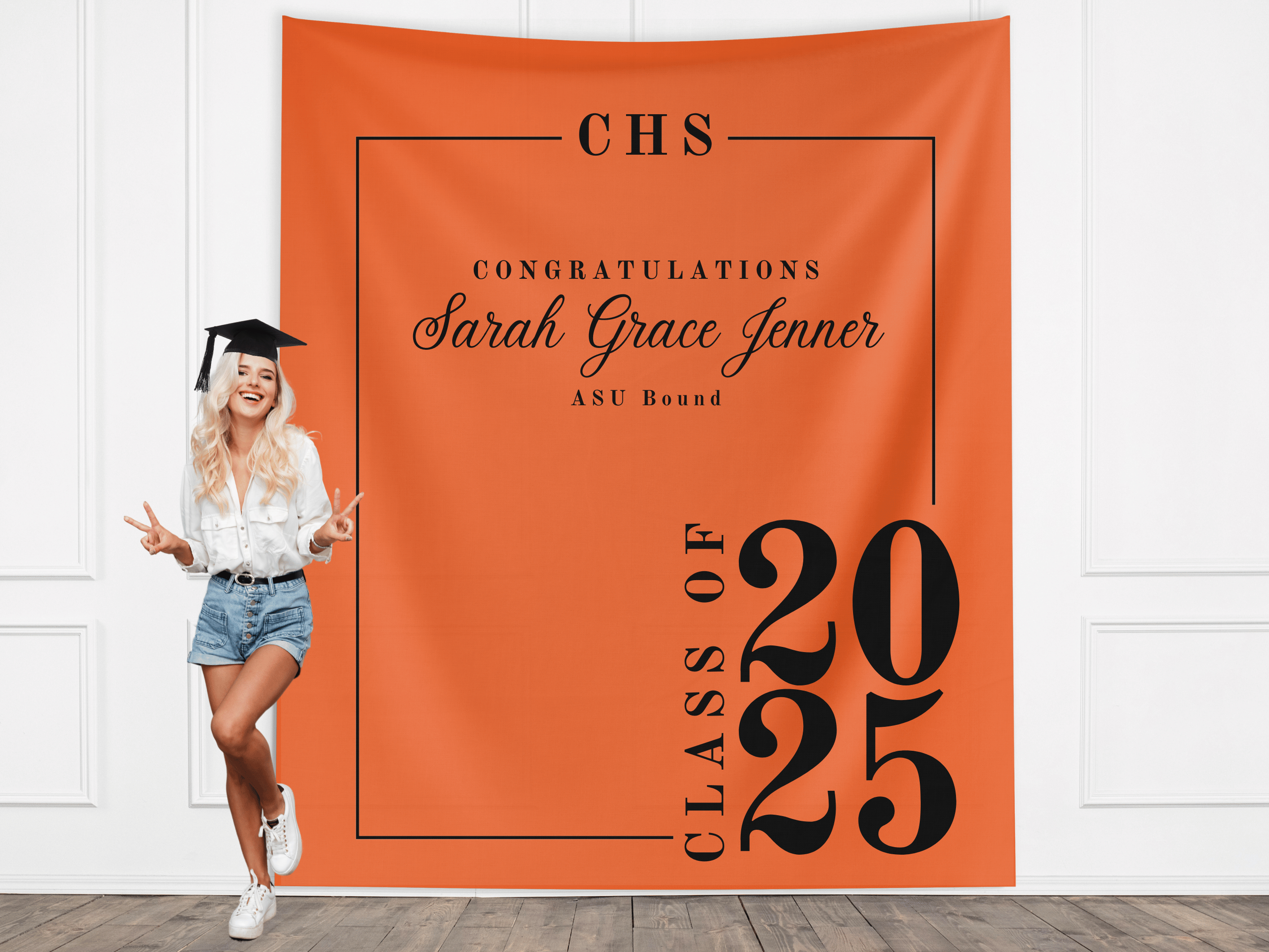 Classic Class of 2026 Custom Graduation Party Banner Backdrop