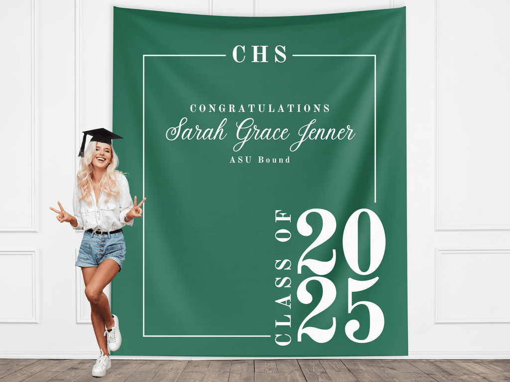 Classic Class of 2026 Custom Graduation Party Banner Backdrop