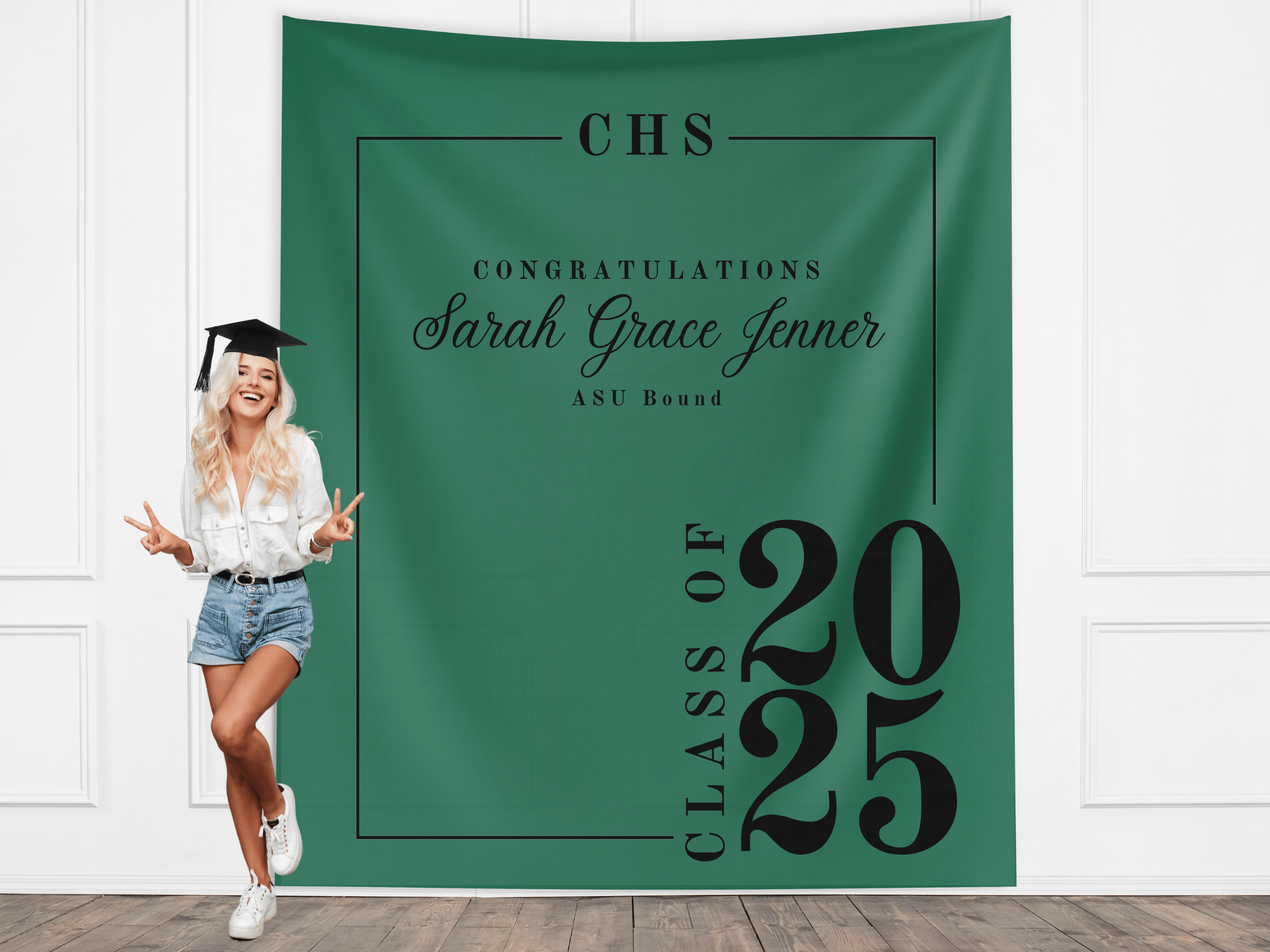 Classic Class of 2026 Custom Graduation Party Banner Backdrop