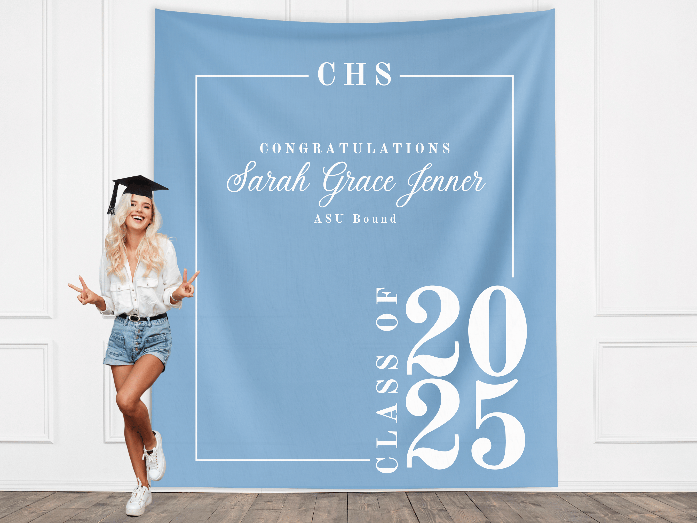 Classic Class of 2026 Custom Graduation Party Banner Backdrop