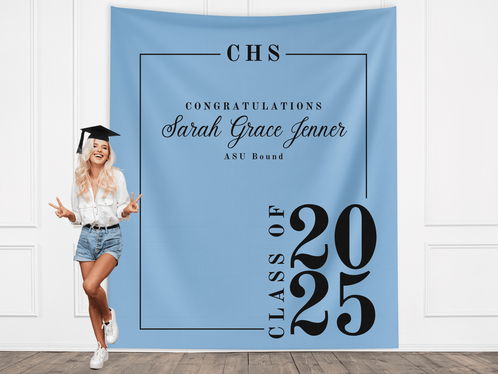 Classic Class of 2026 Custom Graduation Party Banner Backdrop
