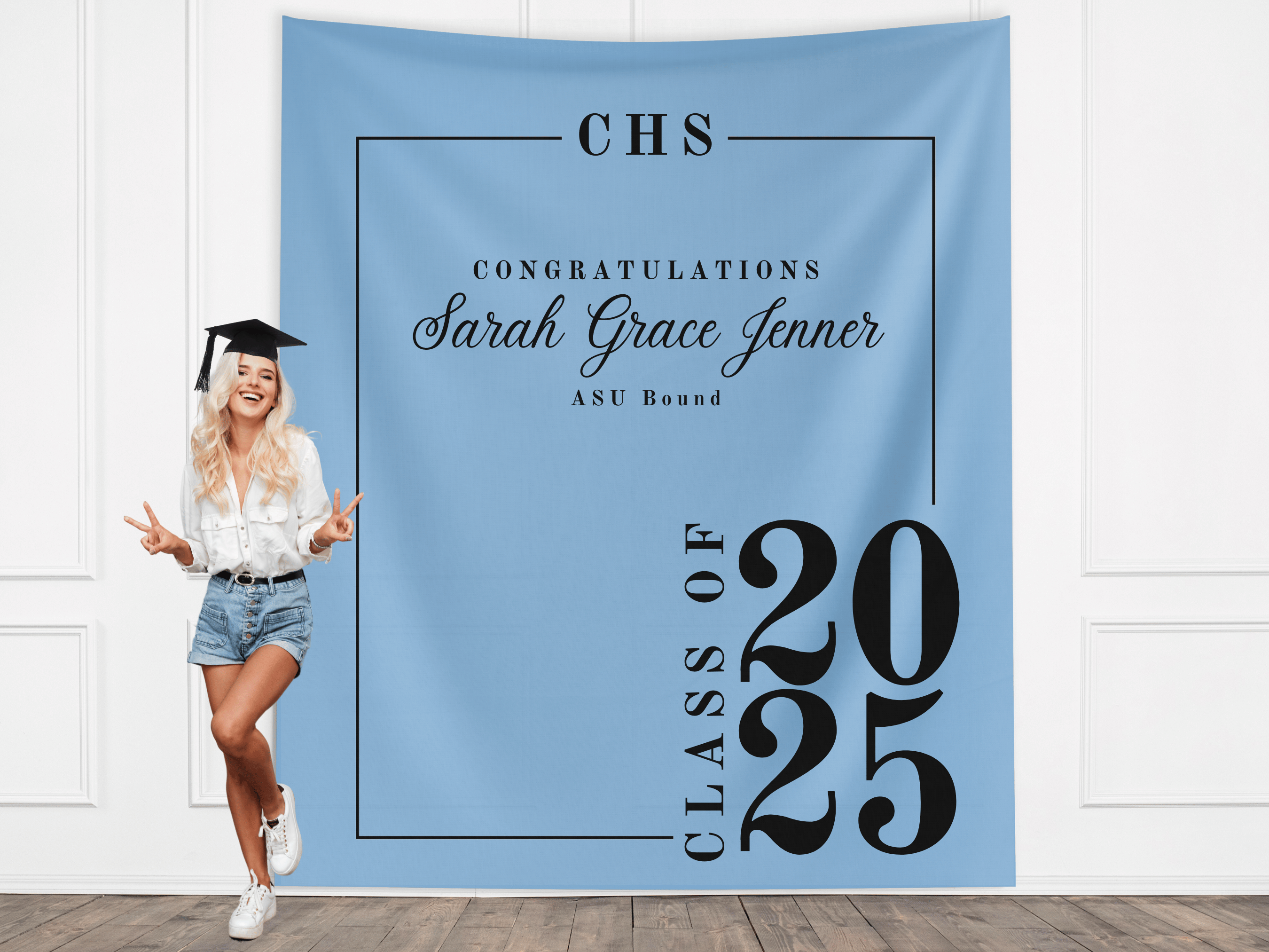 Classic Class of 2026 Custom Graduation Party Banner Backdrop