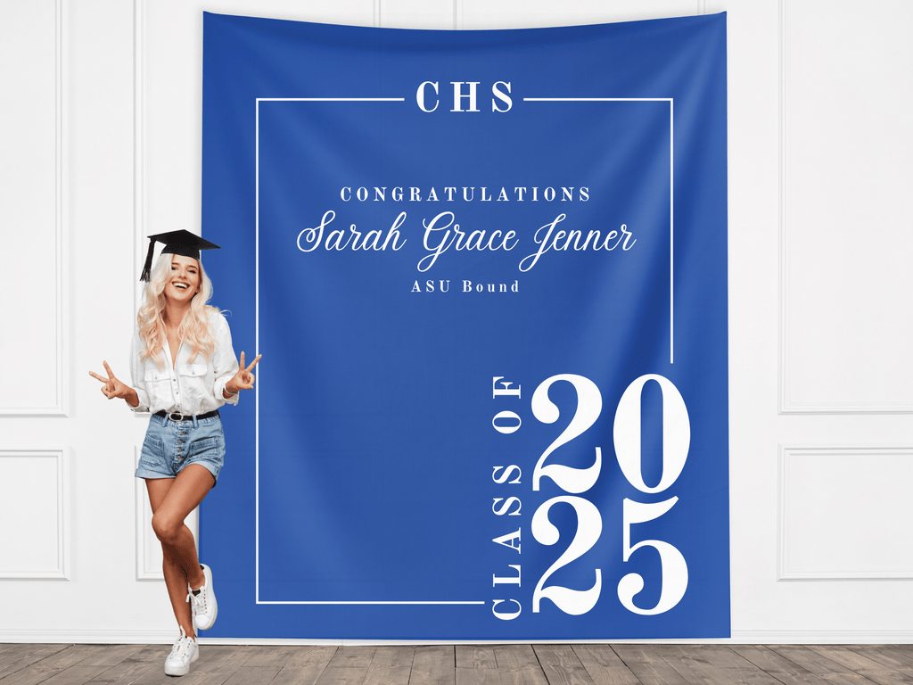 Classic Class of 2026 Custom Graduation Party Banner Backdrop