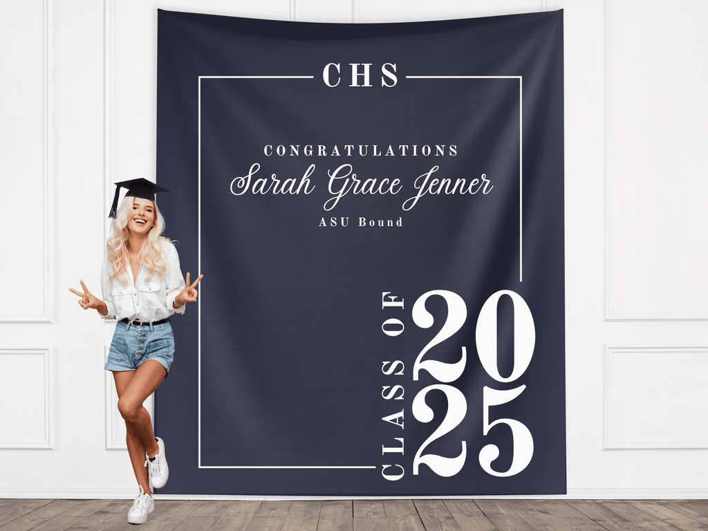 Classic Class of 2026 Custom Graduation Party Banner Backdrop