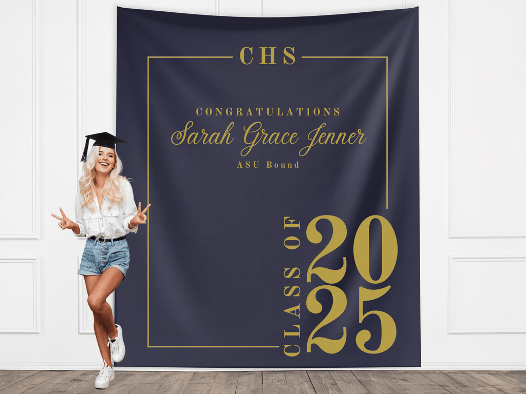 Classic Class of 2026 Custom Graduation Party Banner Backdrop