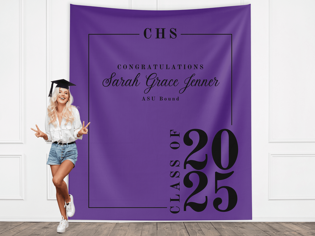Classic Class of 2026 Custom Graduation Party Banner Backdrop