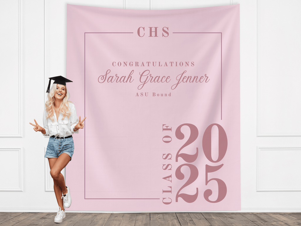 Classic Class of 2026 Custom Graduation Party Banner Backdrop