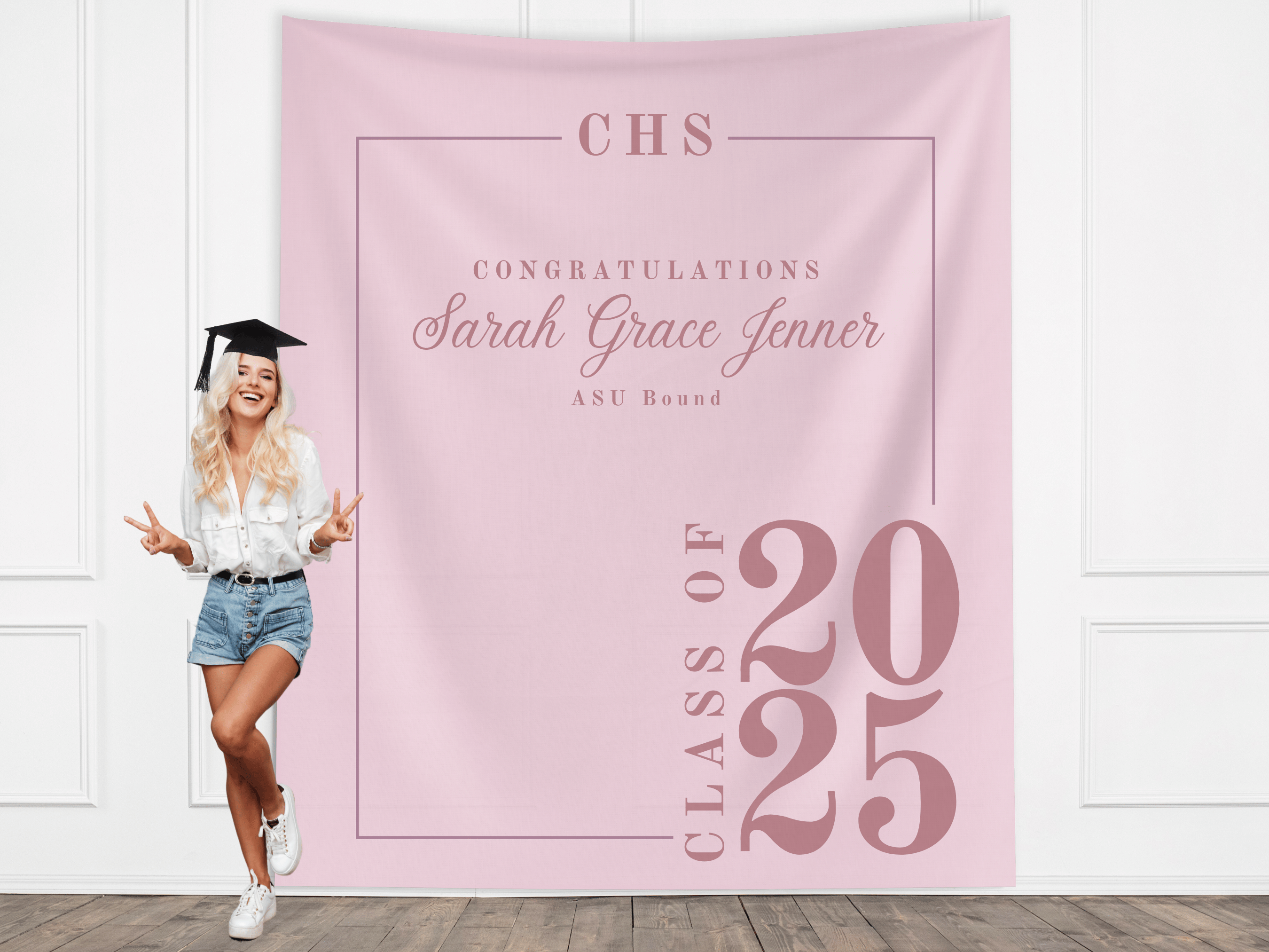 Classic Class of 2026 Custom Graduation Party Banner Backdrop