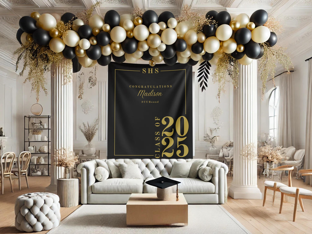 Classic Class of 2026 Custom Graduation Party Banner Backdrop