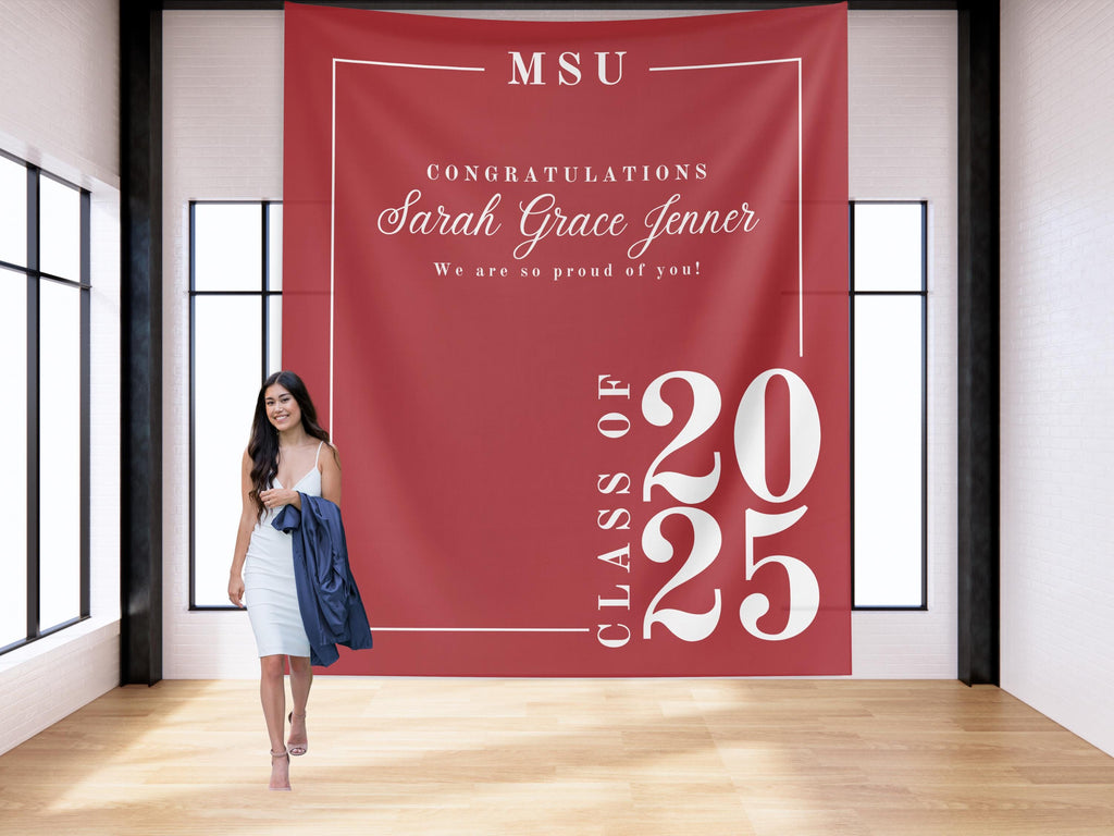 Classic Class of 2026 Custom Graduation Party Banner Backdrop