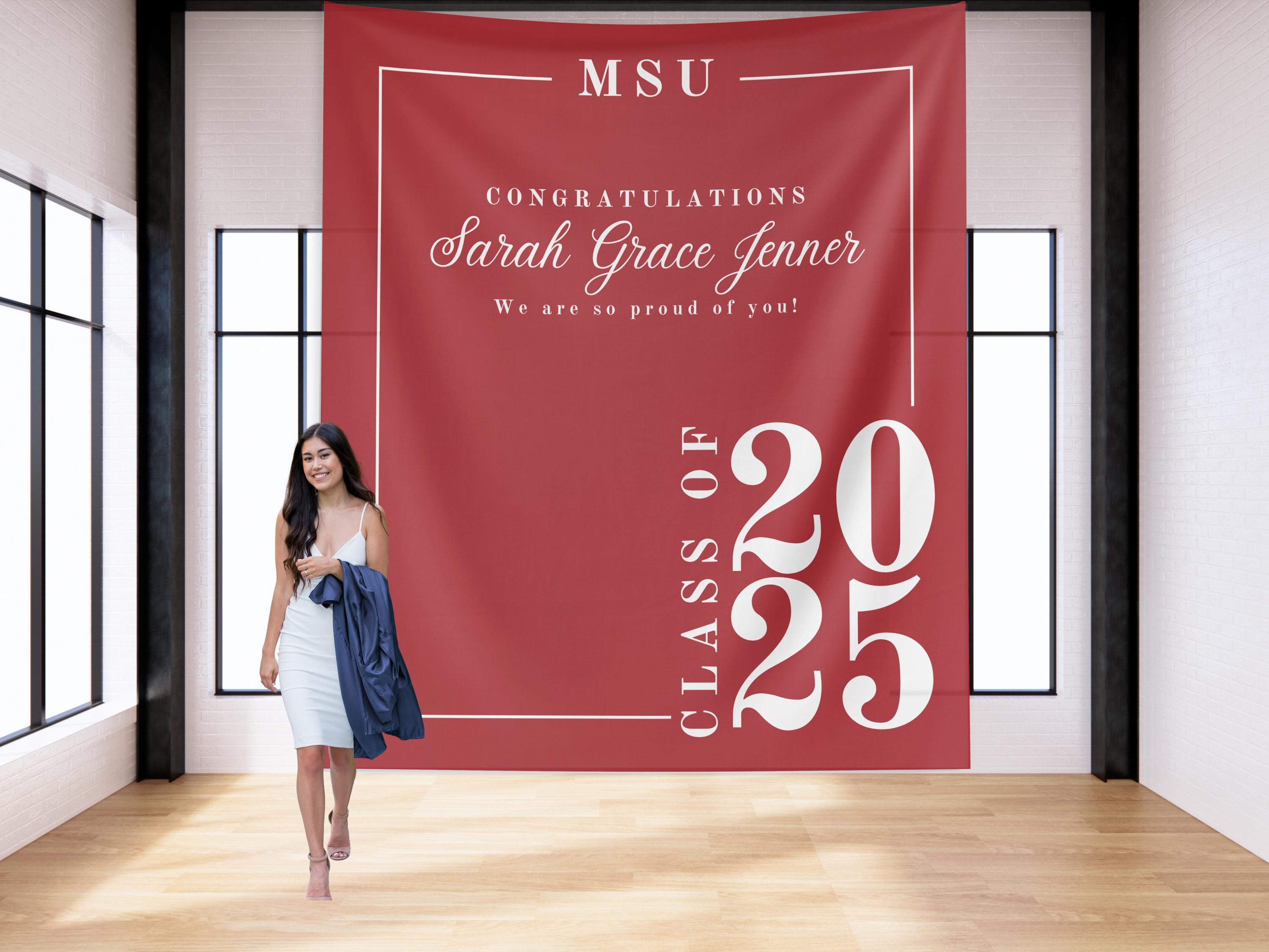 Classic Class of 2026 Custom Graduation Party Banner Backdrop