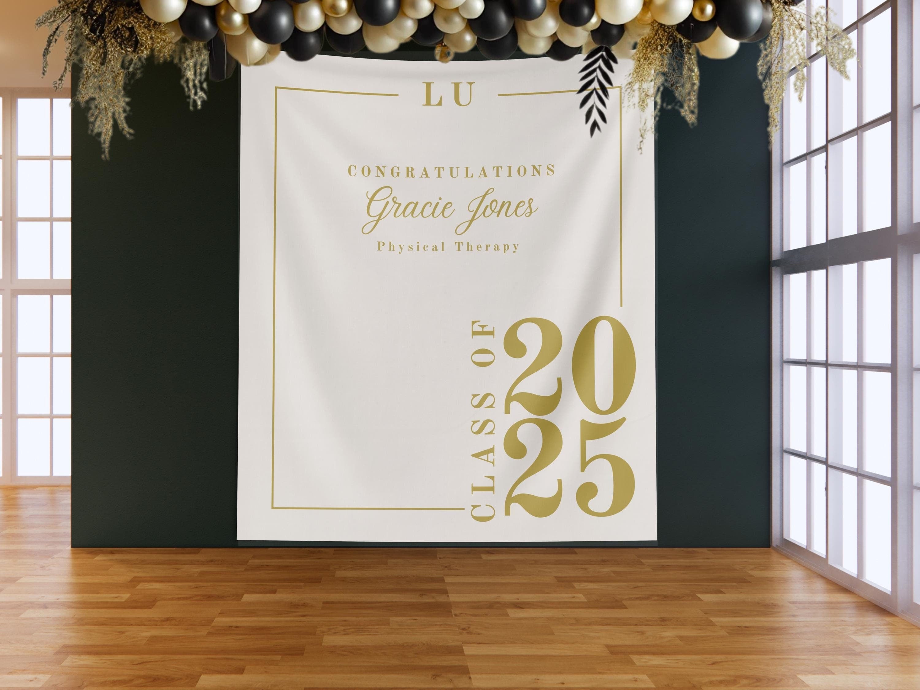 Classic Class of 2026 Custom Graduation Party Banner Backdrop